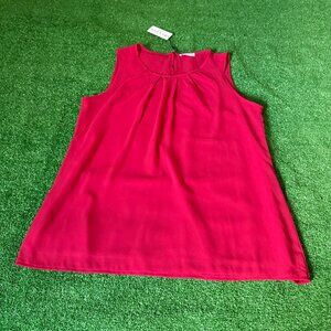 Beyove Sleeveless Pleated Neck Lightweight Business Casual Top Blouse Size L NWT